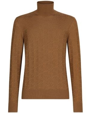 Dolce & Gabbana Haut En Maille À Logo Brodé - Marron