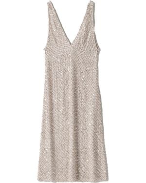 Miu Miu Embroidered Chiffon Dress - White