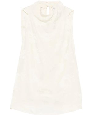 forte_forte Top Sbieco Jaquard Fluido Bouquet - White