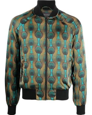 OZWALD BOATENG Printed Silk Bomber Jacket - Green