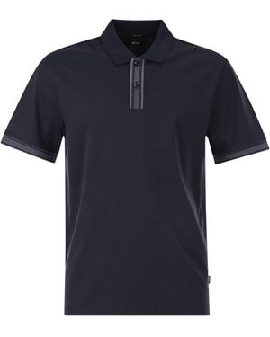BOSS Polo de algodón con tapeta en contraste de - Azul