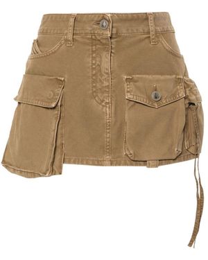 The Attico Fay Denim Cargo Mini-Rok - Bruin