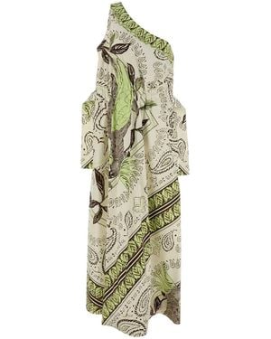 Tory Burch Printed Stretch Cotton One-shoulder Dress - White