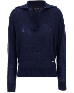Tom Ford Polo Jersey Maglioni Blu-Donna