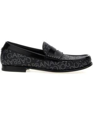 Dolce & Gabbana Logo Jacquard Fabric Loafers - Zwart