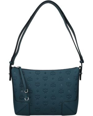 MCM Frauen's Umhängetasche aus blauem/blaugrünem Leder