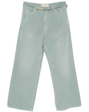 Marni Wide-Leg Pants With Belt - Blue