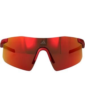 adidas Rosso Opaco Roviex Specchiato Injected Sunglasses - Red
