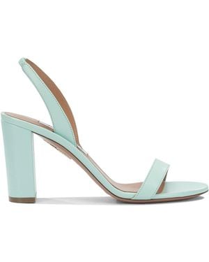 Aquazzura "So Nude Block 85Mm" Heeled Sandals - Metallic