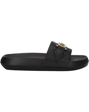 Versace Logo Slide Sandals - Black