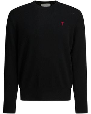 Ami Paris Merino Wool Knit Sweater - Schwarz