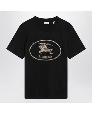 Burberry T-Shirt With Equestrian Knight Design - Black