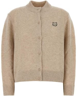 Maison Kitsuné Melange Wool Cardigan - Natural