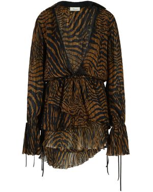 Blumarine Viskosekleid in -Braun - Schwarz