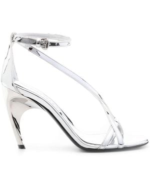 McQueen Twisted Armadillo 95Mm Patent Sandals - White