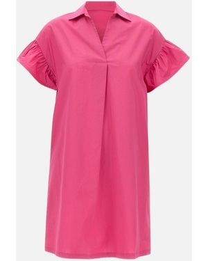 Kaos Katoenen Cyclamenjurk Met Ruches - Roze