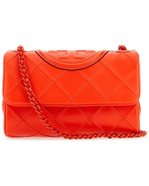 Tory Burch Korallenleder kleiner Fleming -Umhängetasche - Rot