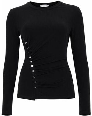 Rabanne Ruched Long-Sleeve Midi Dress - Black