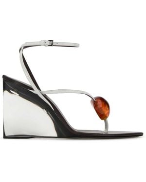Alaïa Leather Thong Sandals With 9 Cm Heel - White