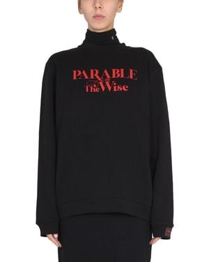 Raf Simons Classic Crewneck Sweatshirt With Bold Print - Black