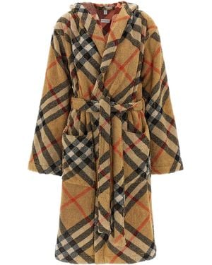 Burberry Check Cotton Bathrobe Towels - Natural