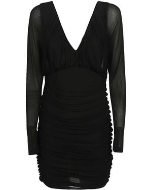 Saint Laurent Draped Cupro Mini Dress - Black