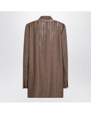 Dries Van Noten Double Breasted Jacket With Wool Vichy Pattern - Brown