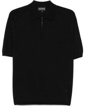 Emporio Armani Wool Blend Polo Shirt - Black