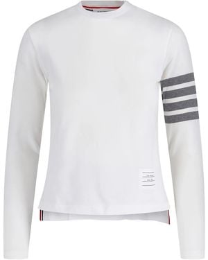 Thom Browne T-Shirt Met Gestreept Detail - Wit