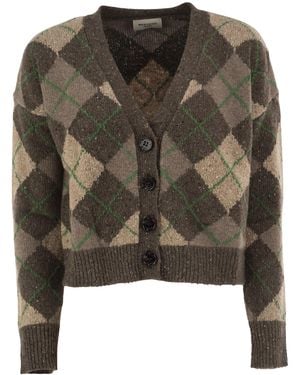 Weekend by Maxmara Wkdabile Wool Blend Argyle Jacquard Cardigan - Green