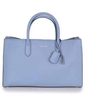 Michael Kors "Scarlett" Handtasche aus Kieselleder. - Blau
