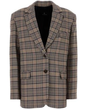 Anine Bing Embroidered Jacquard Quinn Blazer - Brown