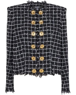 Balmain Cropped Tweedjacke - Schwarz