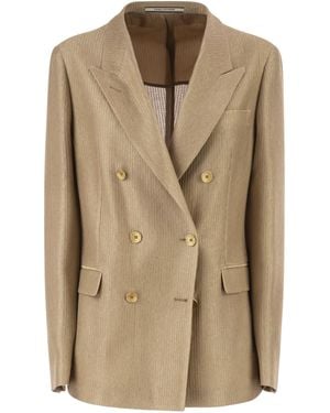 Tagliatore Zweireihiger Blazer aus strukturierter Baumwolle von - Natur
