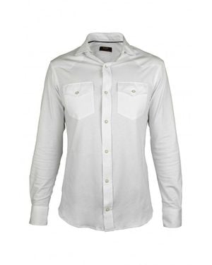 Moorer Garret Cotton Shirt Soft Collar - White