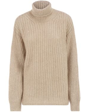 Herno Wool And Alpaca Turtleneck Sweater - Natural