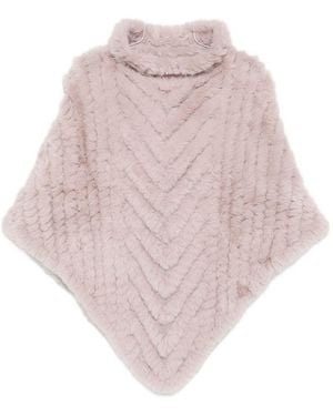 Liu Jo Chevron-Pattern Turtleneck Poncho - Pink