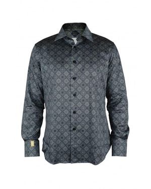 Billionaire Ls Milano Floral Geometric Shirt - Gray