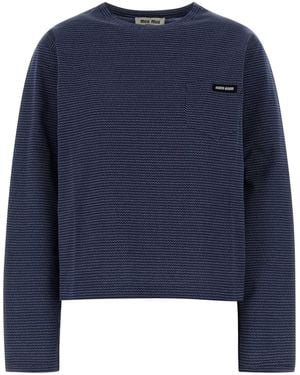 Miu Miu Two-tone Jersey T-shirt - Blue
