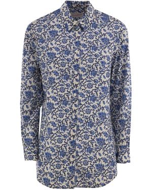 MC2 Saint Barth Brigitte -shirt Met Bloempatroon - Blauw