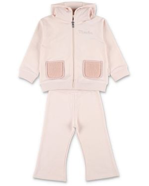 Moncler Girls Hooded Zip-Up Sweatshirt And Trousers Set - Pink