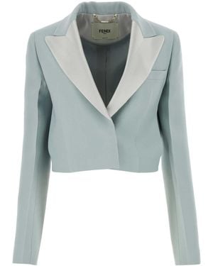 Fendi Powder Wool Blend Blazer - Blue