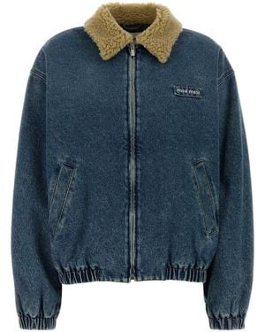 Miu Miu Denim Bomber Jacket - Blue