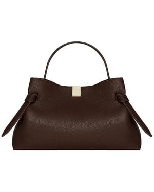 Yuzefi Pebble-Grain Leather Top-Handle Bag - Brown