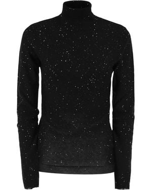 Fabiana Filippi Virgin Wool Turtleneck Jumper With Micro Sequins - Black