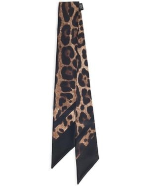 Dolce & Gabbana Leo Print Silk Bandeau - White