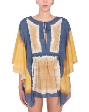 Alberta Ferretti Tie Dye Print Caftan - Blue