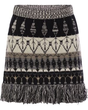Vanisé Wool And Cashmere Blend Jacquard Skirt - Black