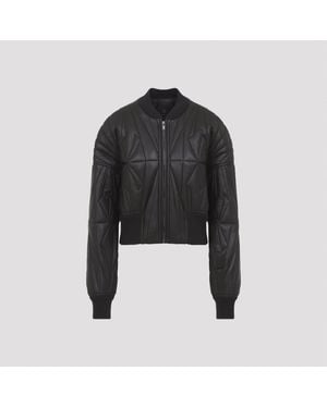 Moncler Cropped Dark Lambskin Jacket With Geocamo Qui - Schwarz