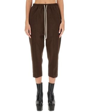 Rick Owens Drawstring Astaires Cropped Pants - Brown
